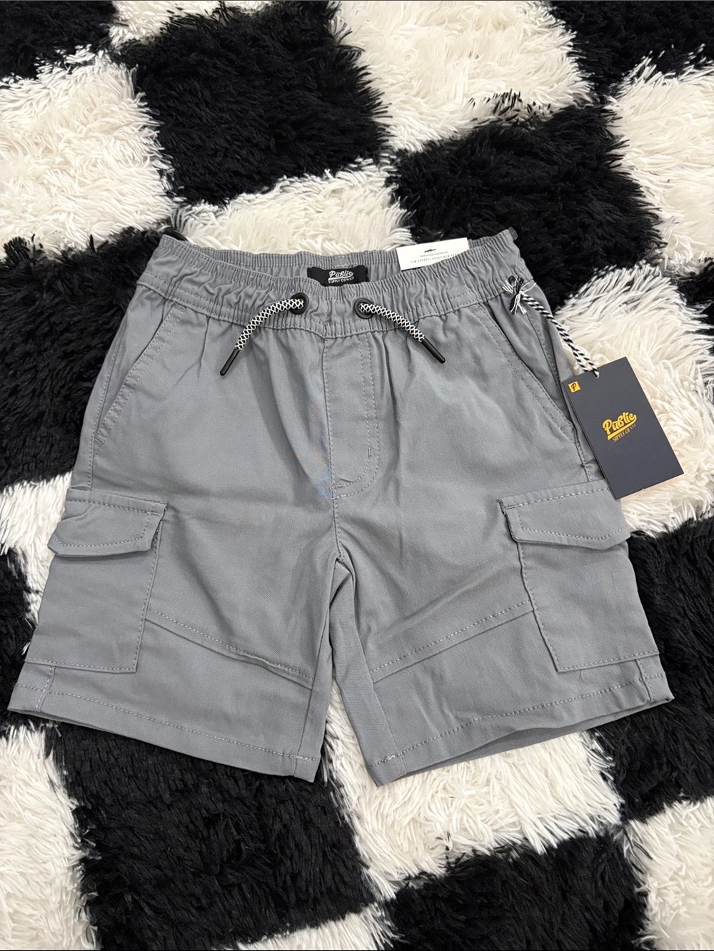 Public Gray Cargo Drawstring Kids Shorts